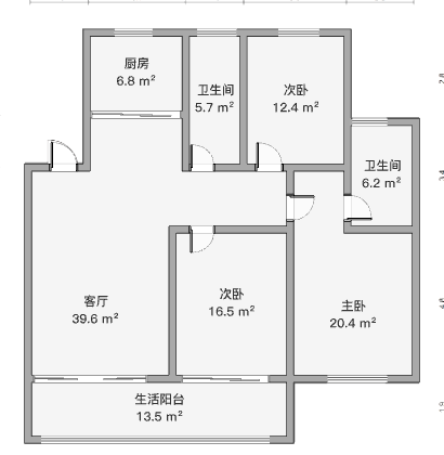 学士府 3室2厅2卫 132m&sup2;