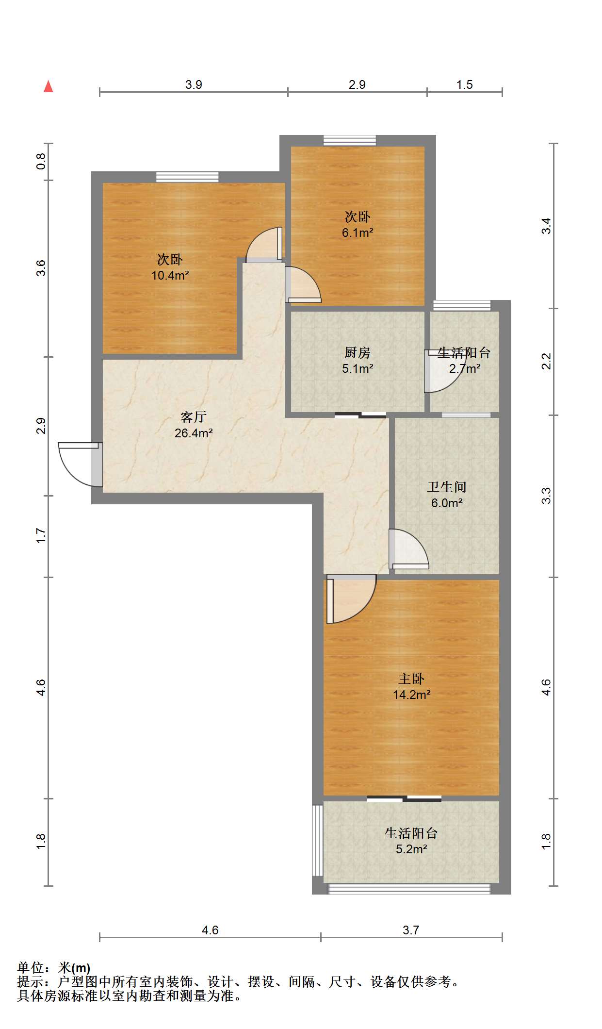 学士府 3室1厅1卫 100m&sup2;
