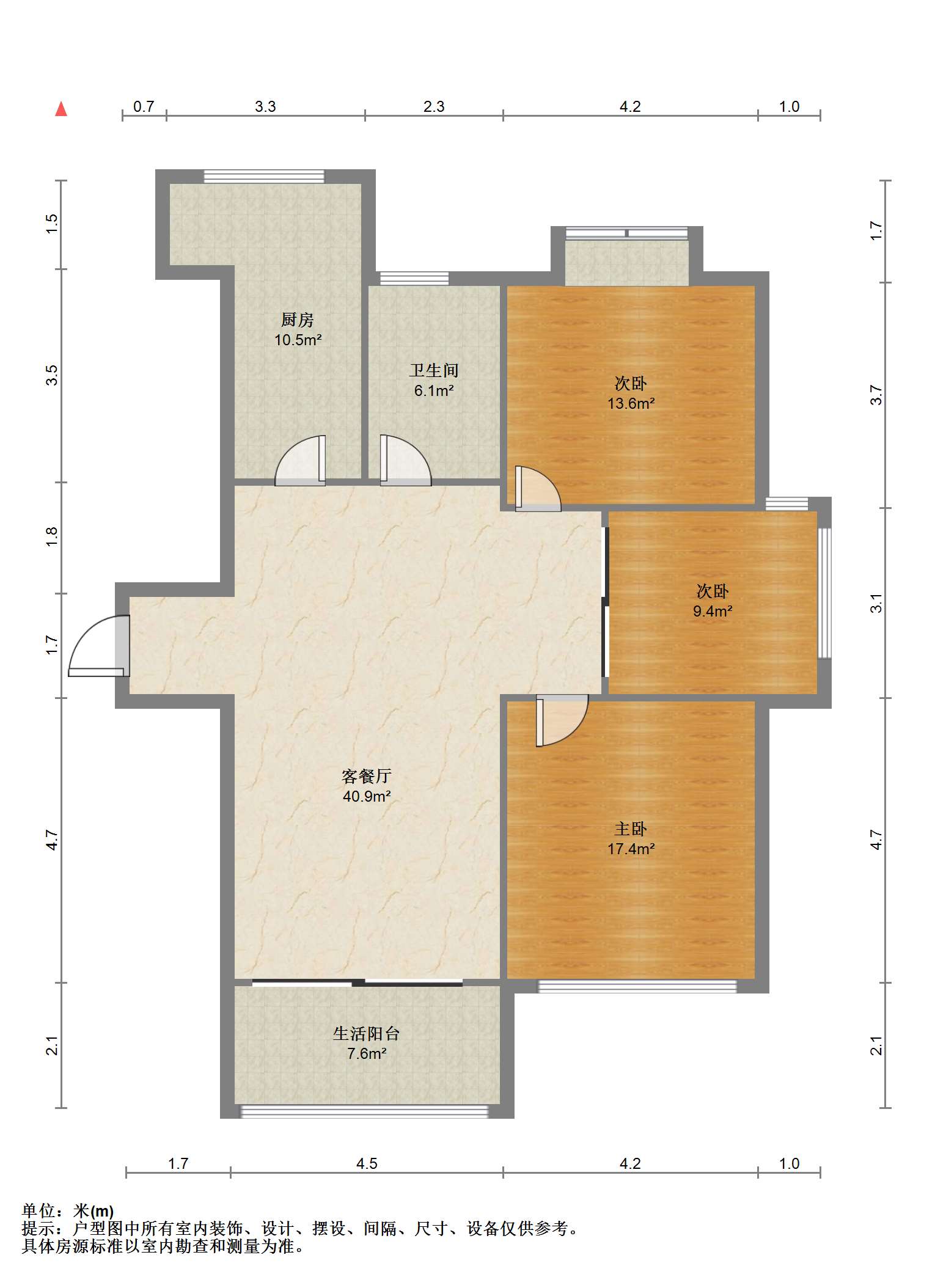 苏建学府雅居 3室2厅1卫 113m&sup2;