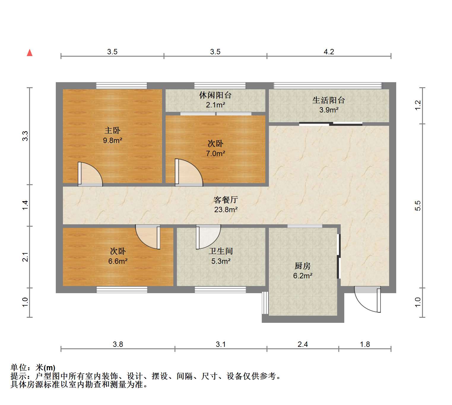虹东花苑 3室1厅1卫 106m&sup2;