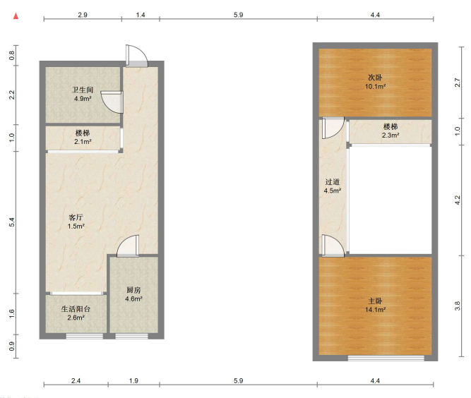 恒生汇金苑 2室1厅1卫 60m&sup2;