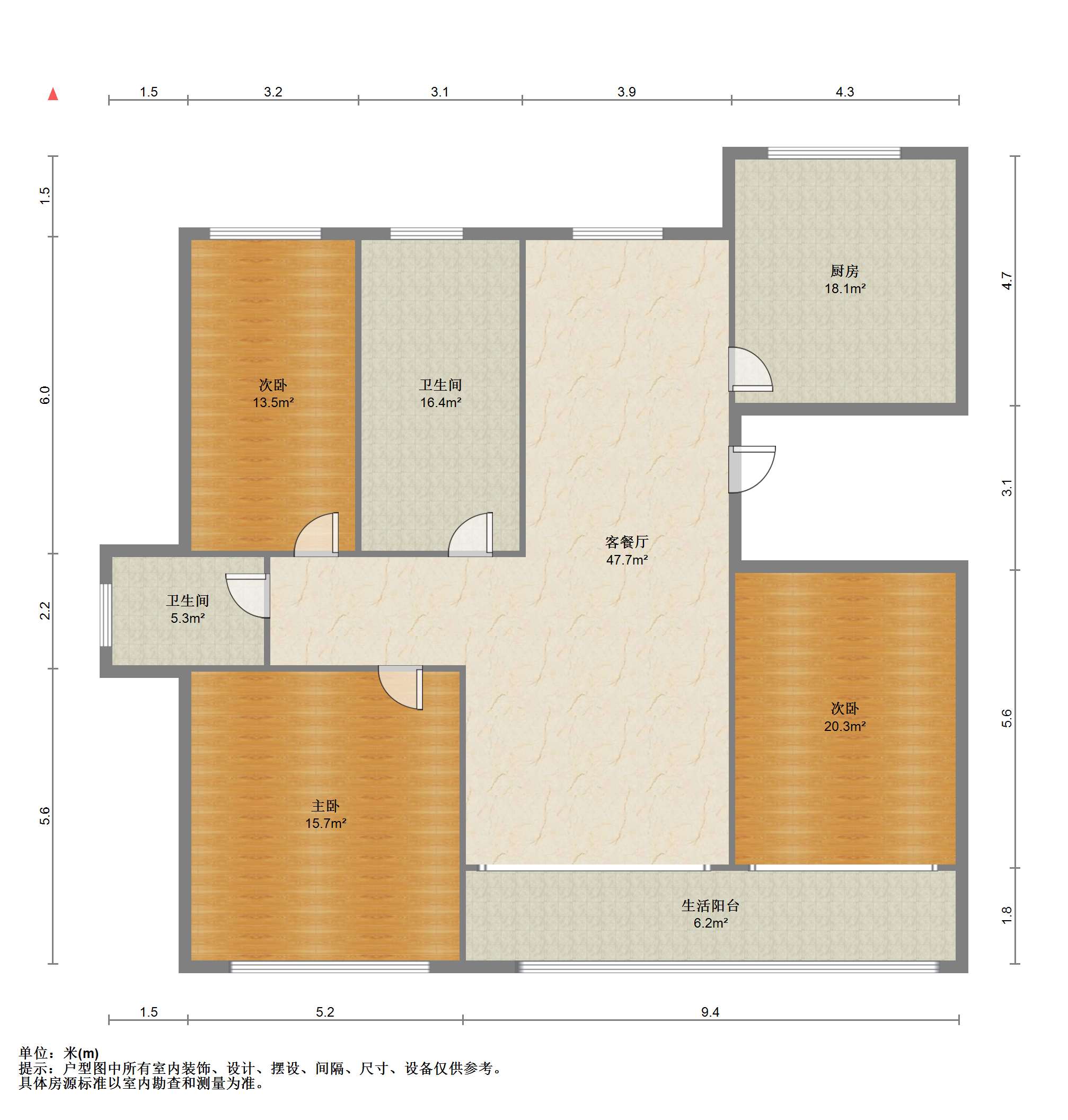 银洲&middot;皇家花园 3室2厅2卫 142m&sup2;