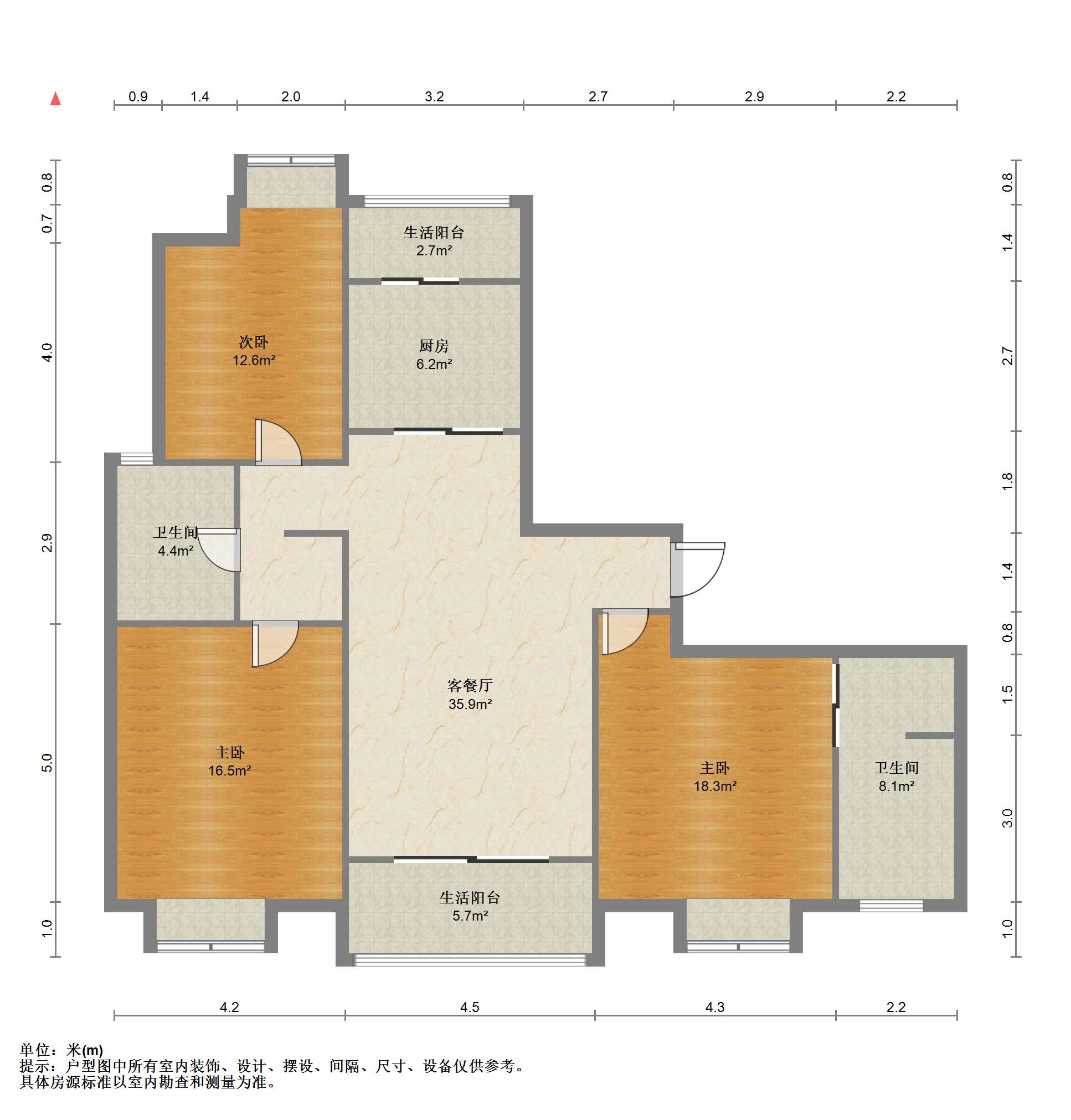 苏建阳光新城 3室2厅2卫 129m&sup2;