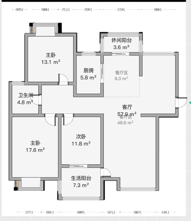 水榭花都 3室2厅1卫 128m&sup2;
