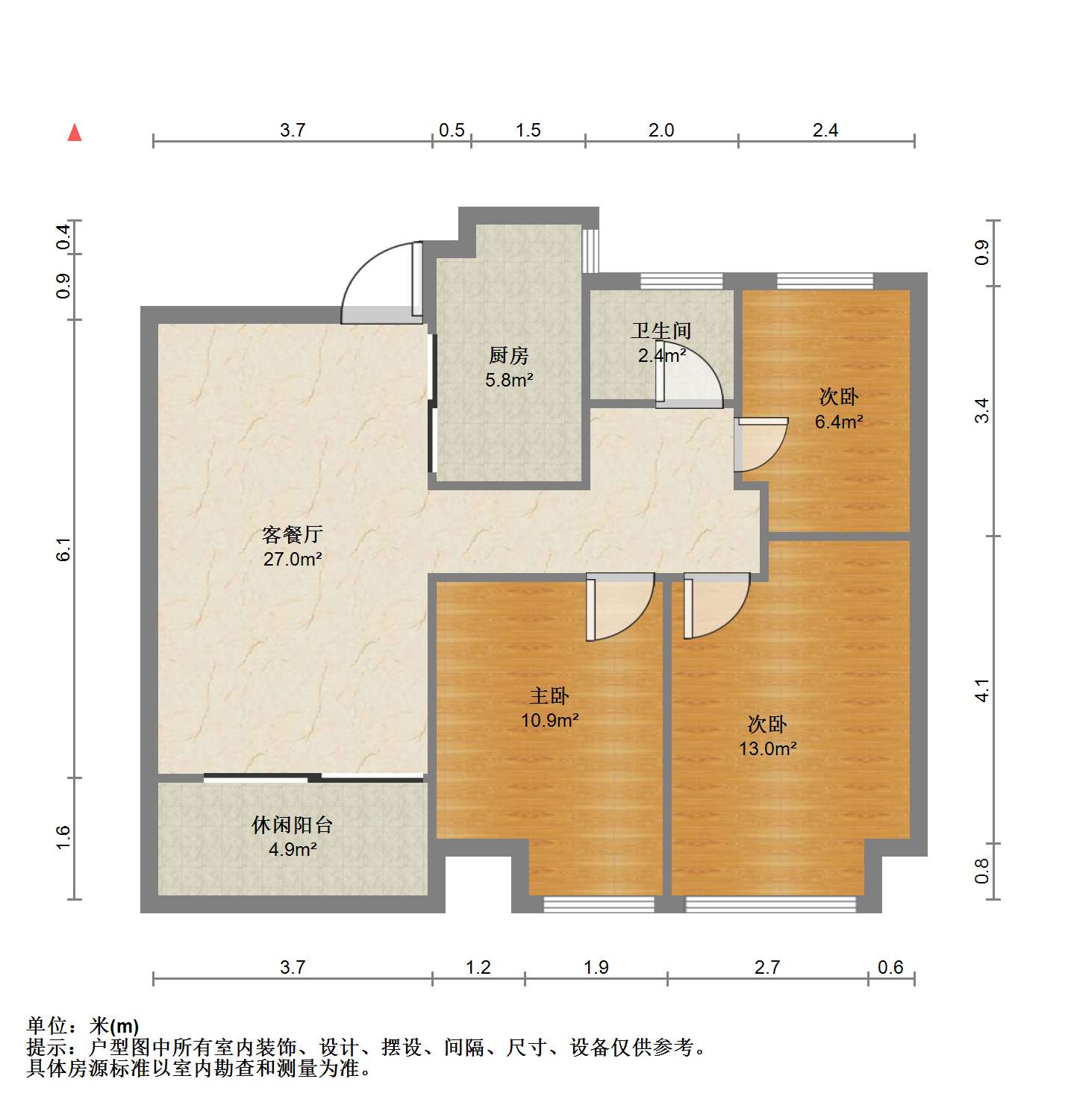 苏建阳光新城 3室1厅1卫 105m&sup2;