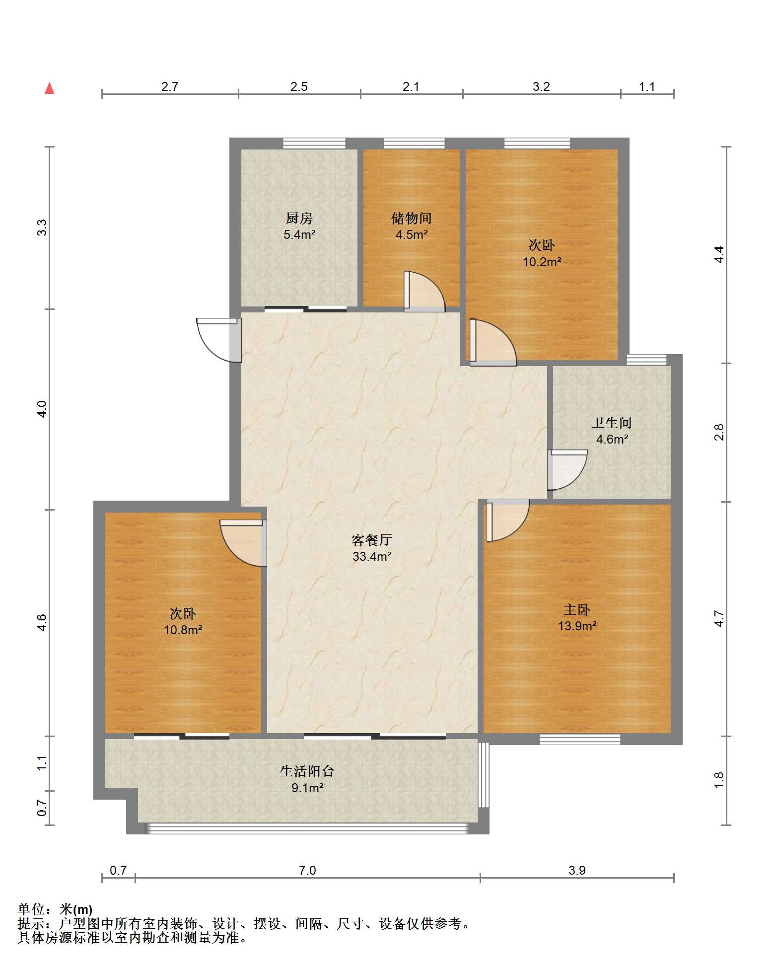 祥麟铭苑 3室2厅1卫 128m&sup2;