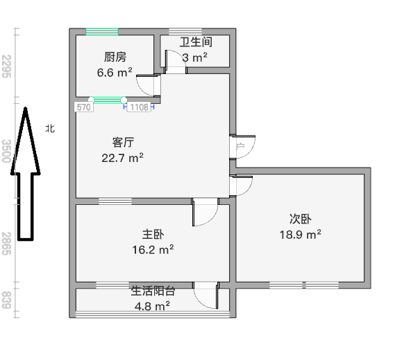 花园角 2室1厅1卫 65m&sup2;