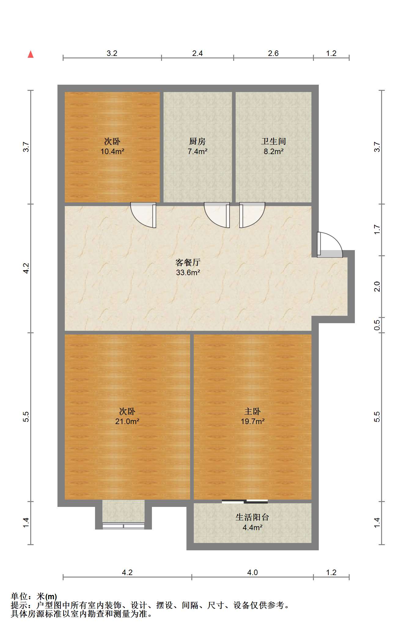果园社区东大好亿莱 3室2厅1卫 120.00m&sup2;