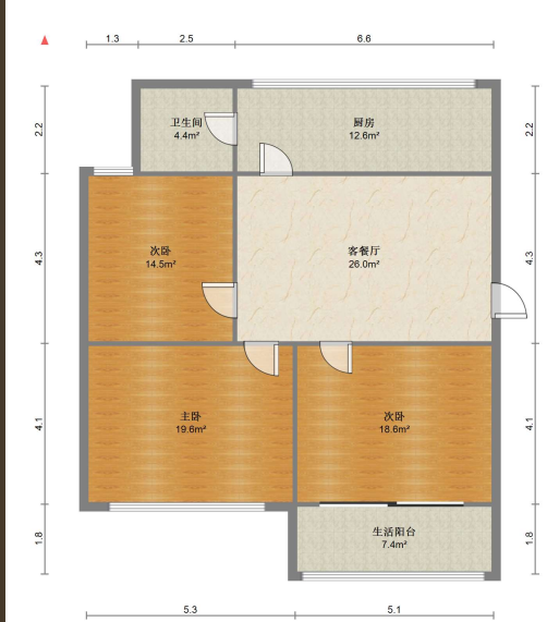 八角亭小区 2室1厅1卫 80m&sup2;