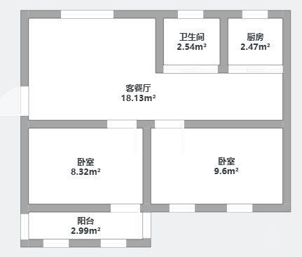 银花苑 2室1厅1卫 83.12m&sup2;