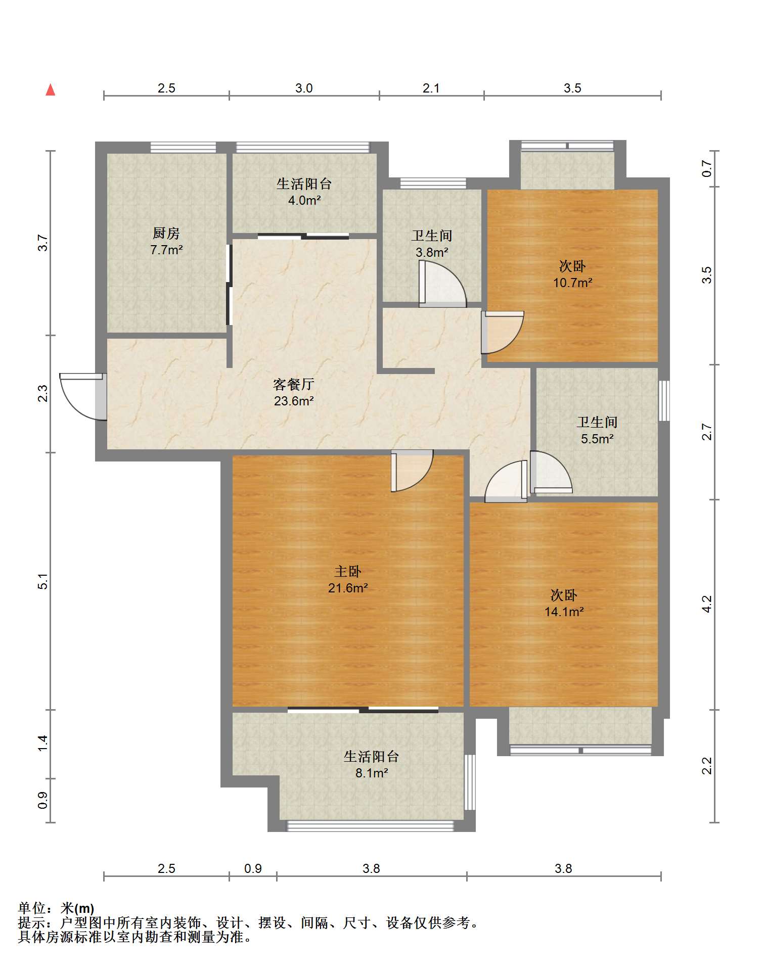 恒盛豪庭 3室2厅1卫 107m&sup2;