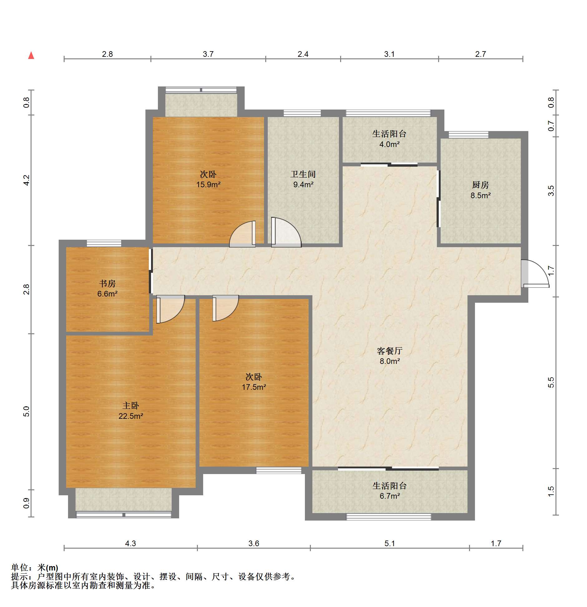 弘阳上城 3室2厅1卫 133.09m&sup2;