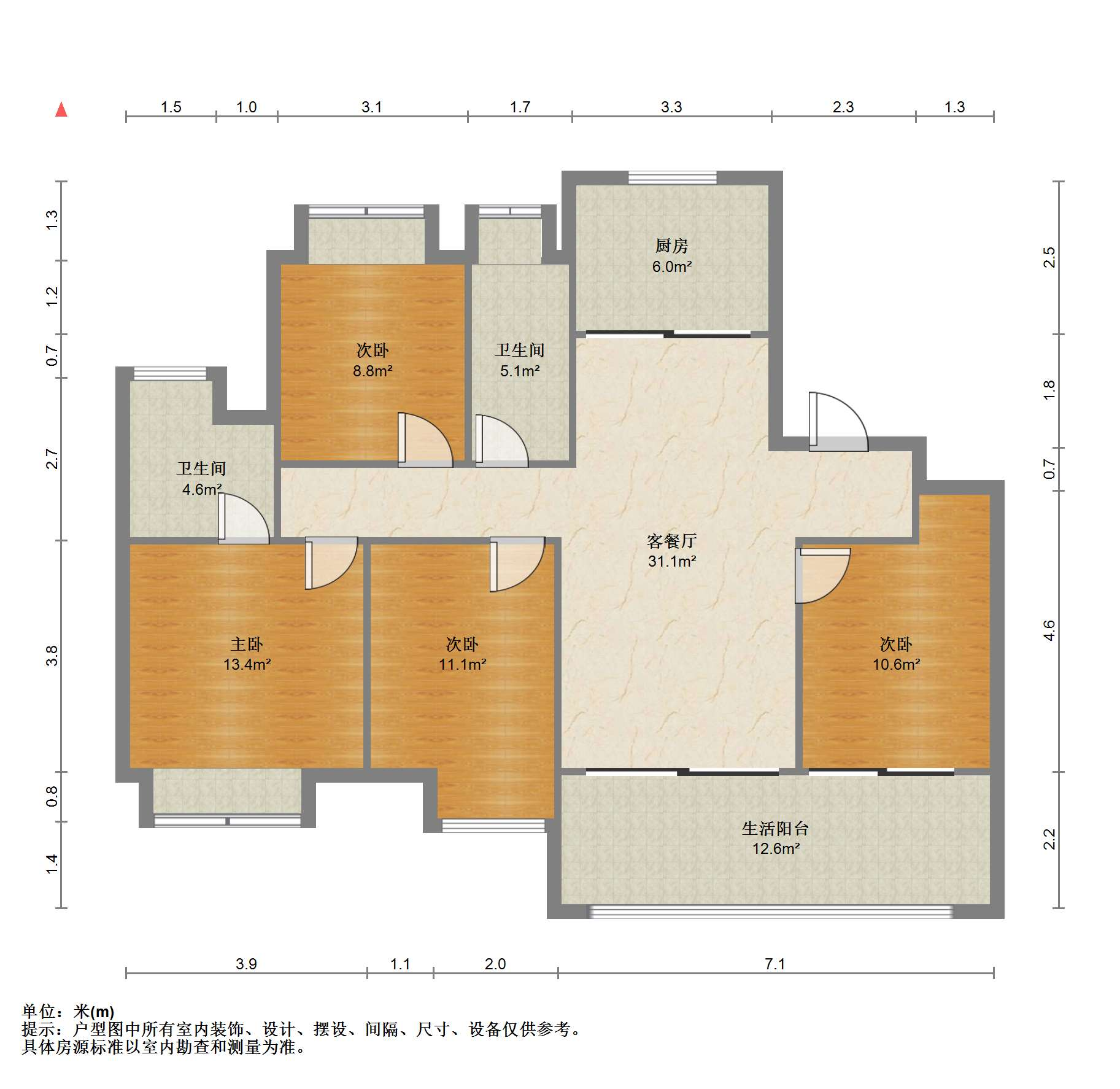 湖悦云境 4室2厅2卫 122m&sup2;
