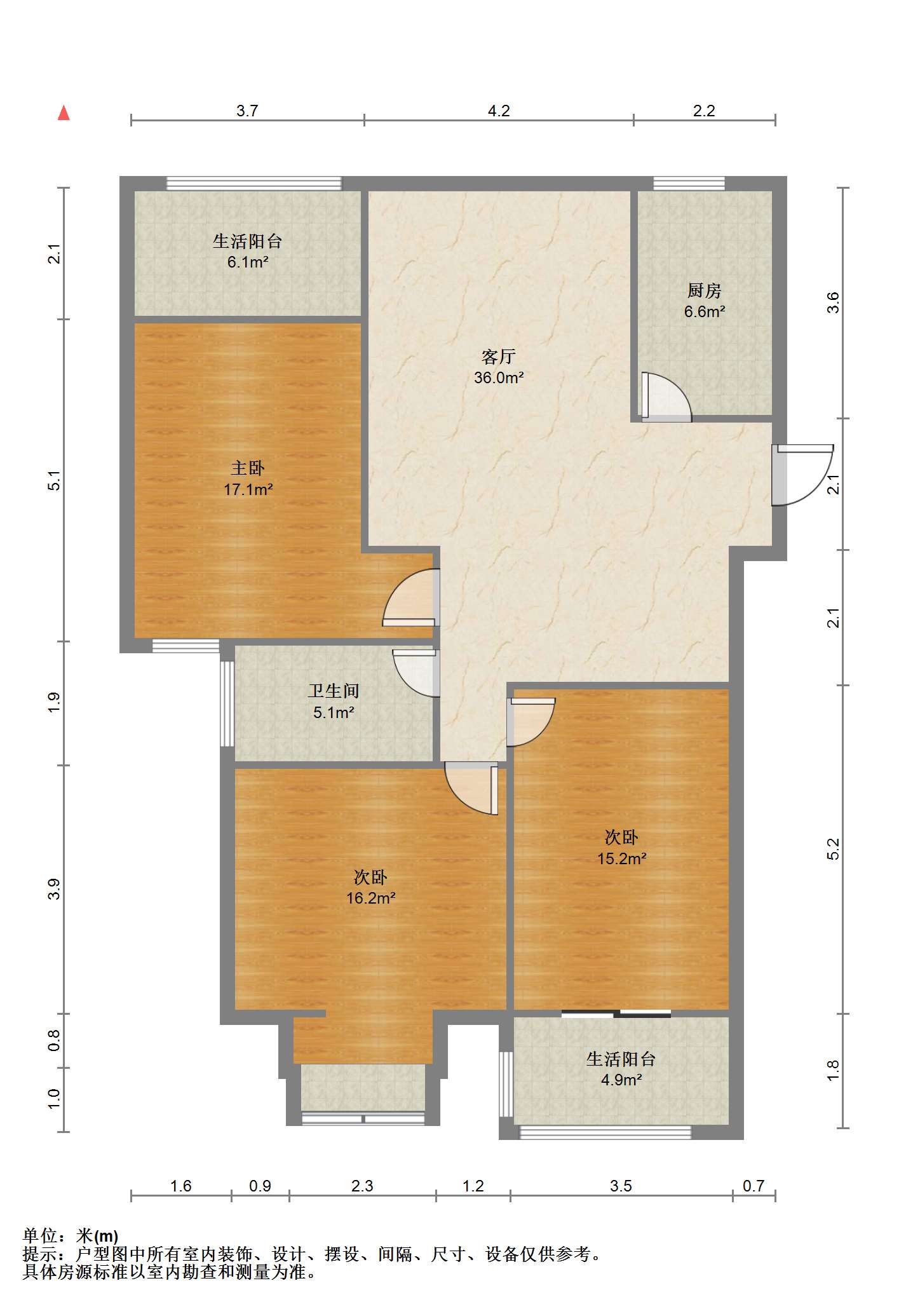 世家花园 3室2厅1卫 128.31m&sup2;