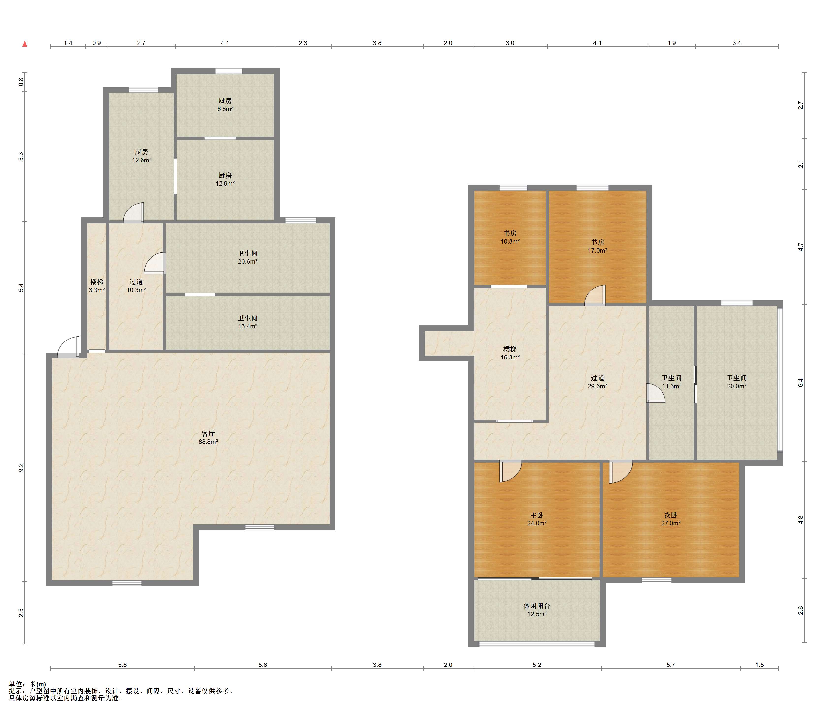 虹景园 3室2厅2卫 150m&sup2;