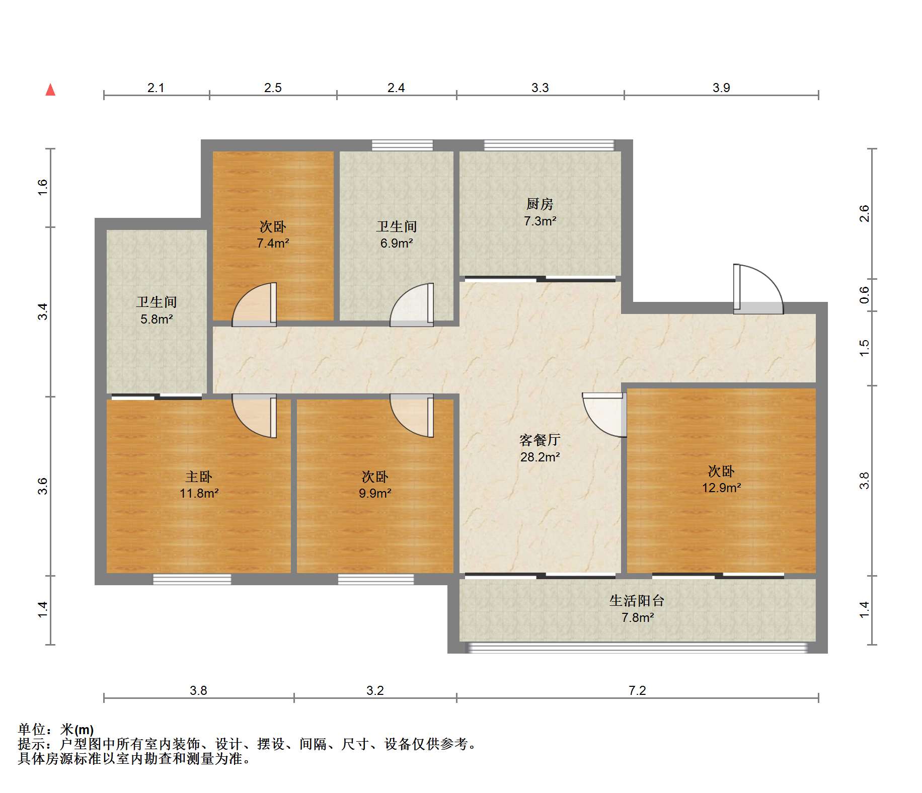 湖悦云境 4室2厅2卫 130.00m&sup2;