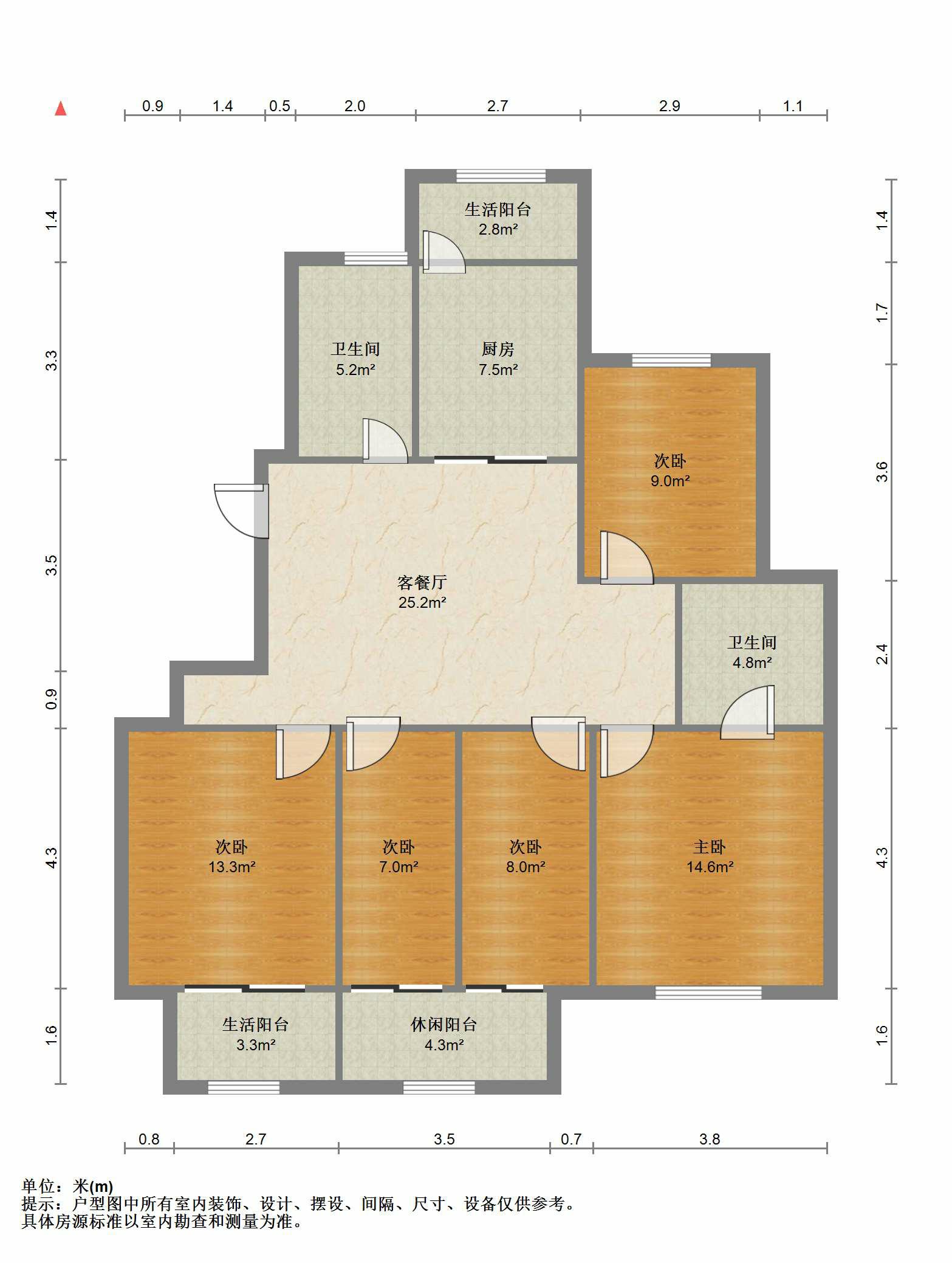 永兴福里北区 4室2厅2卫 138m&sup2;