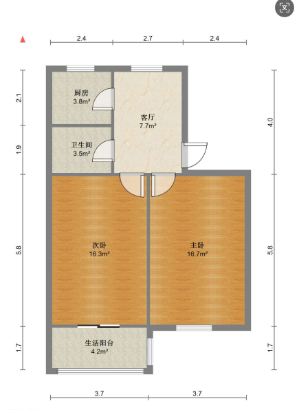 北园新村 2室1厅1卫 64m&sup2;