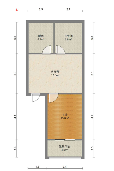 百家花苑 1室1厅1卫 62m&sup2;
