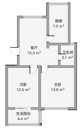 望江楼小区 2室1厅1卫 67.46m&sup2;