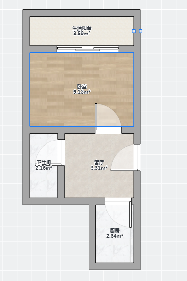 白家园 1室1厅1卫 43m&sup2;