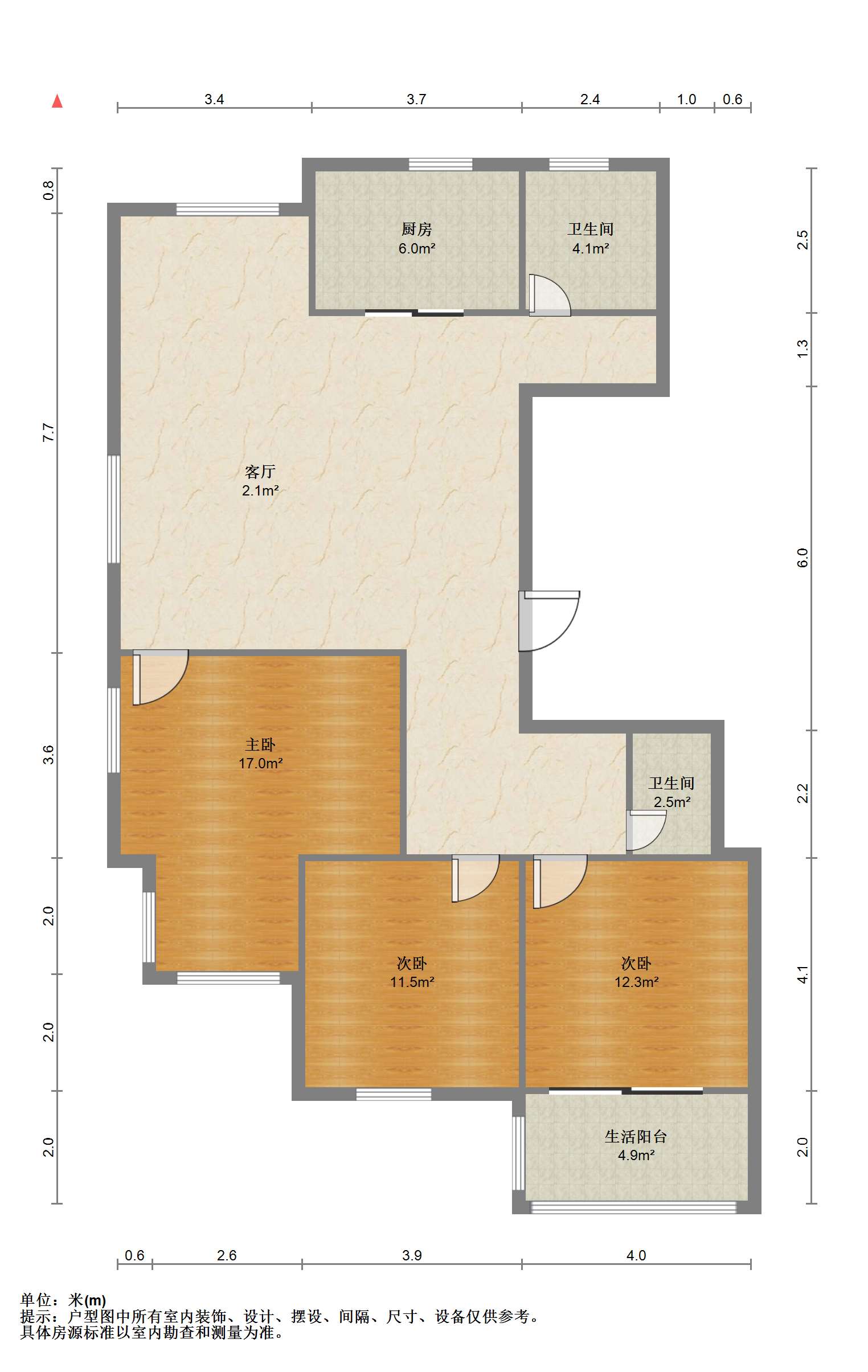 临江家园 3室2厅1卫 140m&sup2;