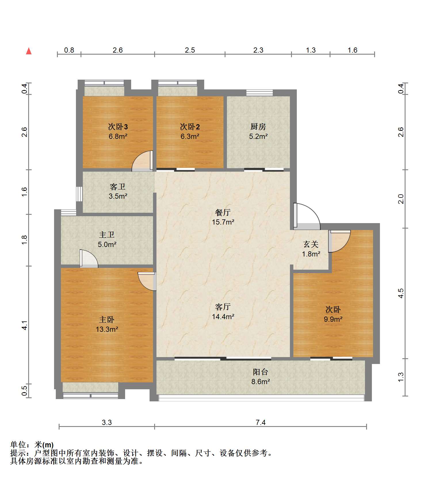 万科方圆 4室2厅2卫 160.00m&sup2;