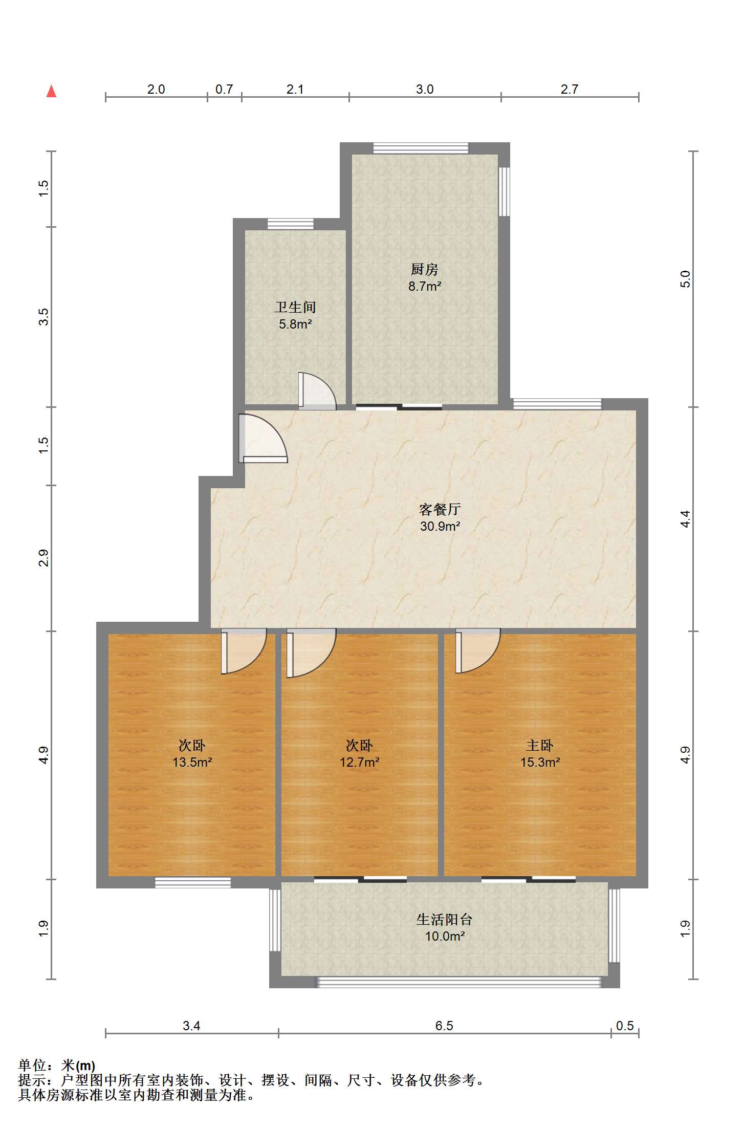 永泰佳园 3室2厅1卫 126.00m&sup2;