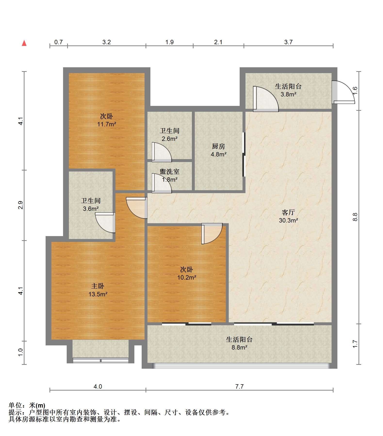 春风南岸西园 3室2厅2卫 121.96m&sup2;