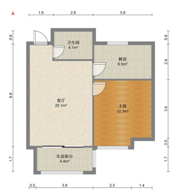 南辰濠郡 1室1厅1卫 64.86m&sup2;