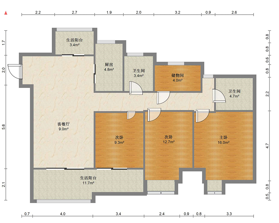 佳源都市 4室2厅2卫 129.00m&sup2;
