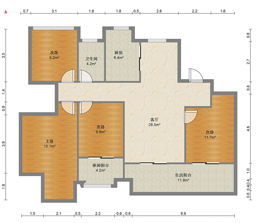 佳源都市 4室2厅1卫 136.88m&sup2;