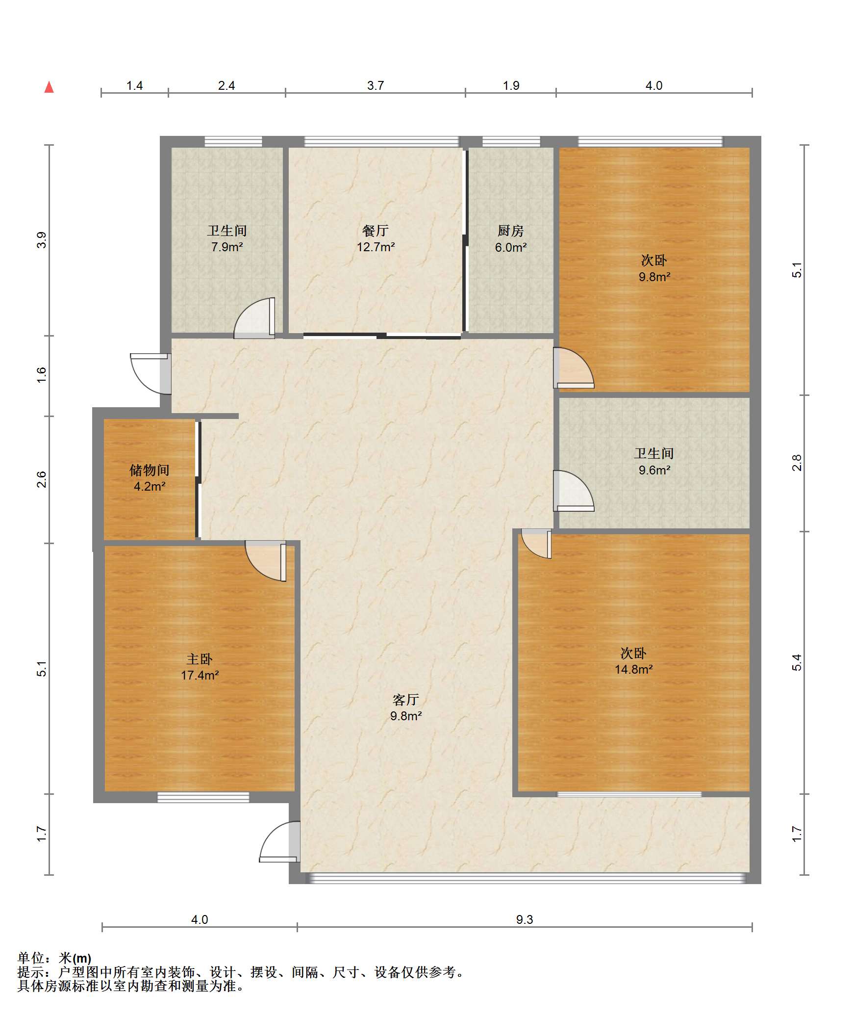 外滩小区 3室2厅2卫 148m&sup2;