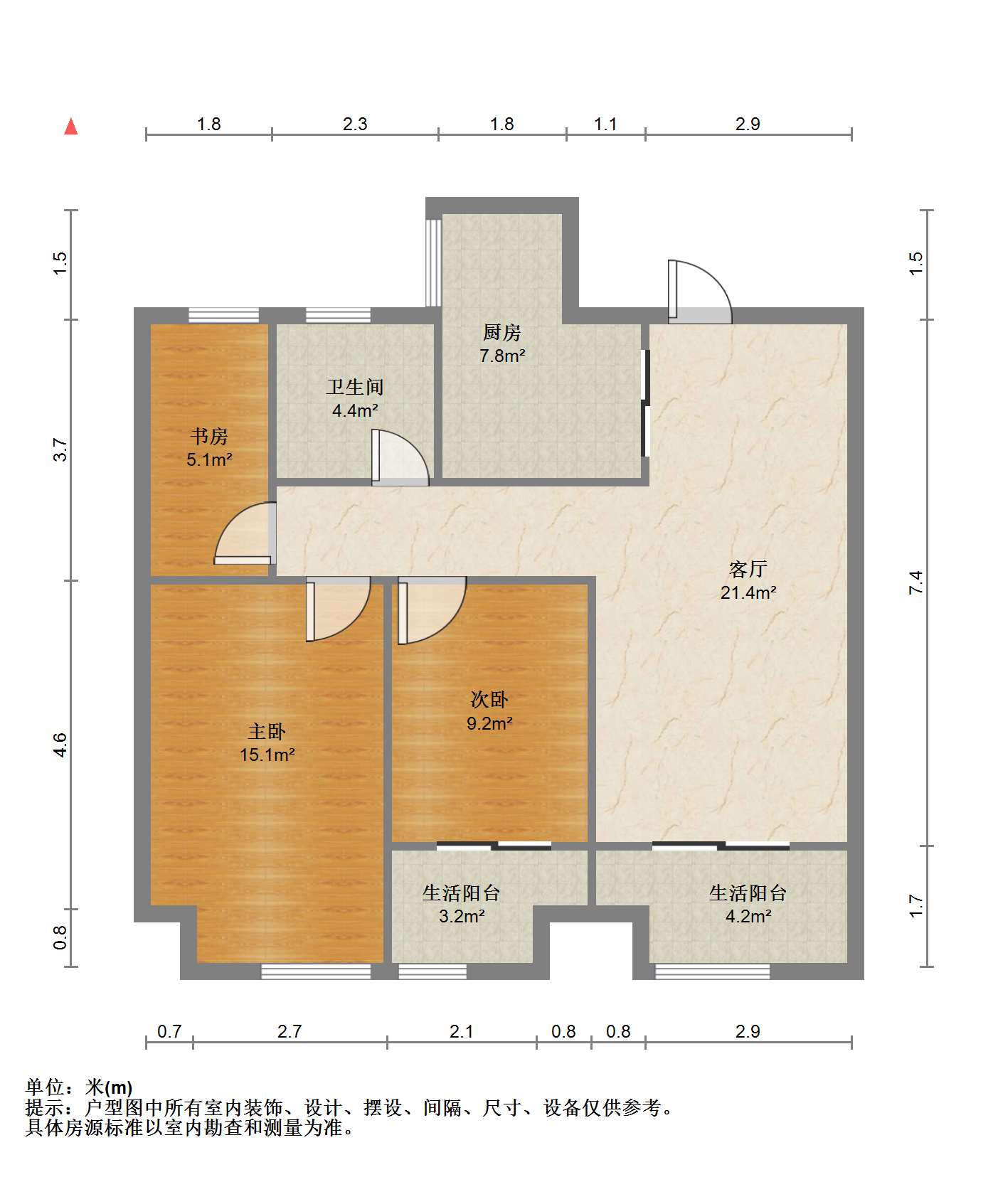 湖滨华庭 3室2厅1卫 100m&sup2;