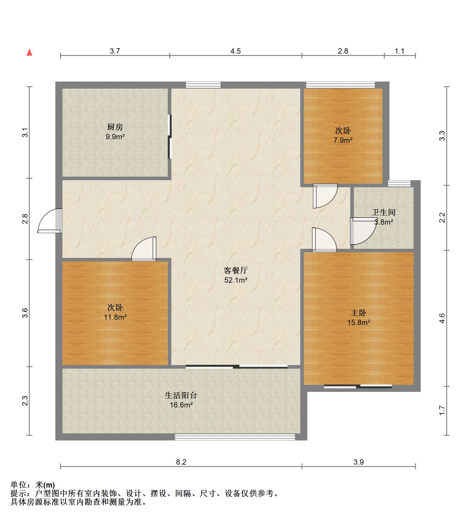 国际商城 3室2厅1卫 110m&sup2;