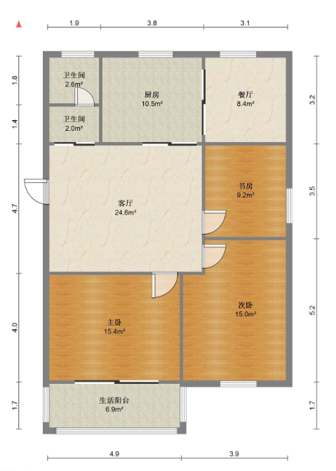 德民花苑 3室2厅1卫 104m&sup2;