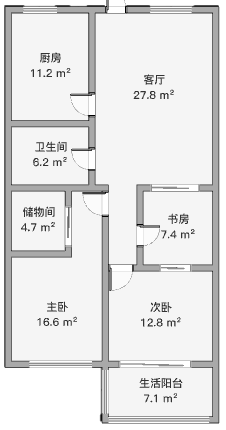 新海通花园 3室1厅1卫 113m&sup2;