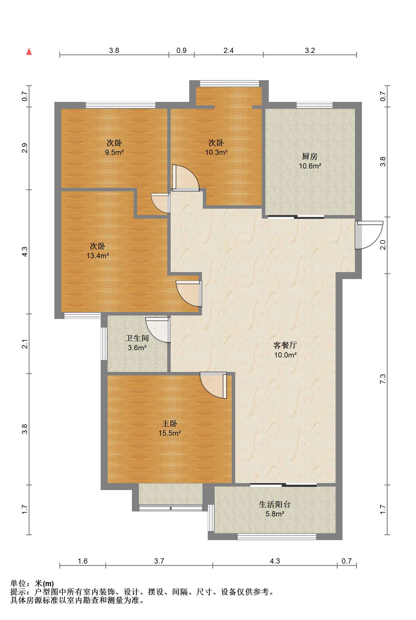 世家花园 3室2厅1卫 128m&sup2;
