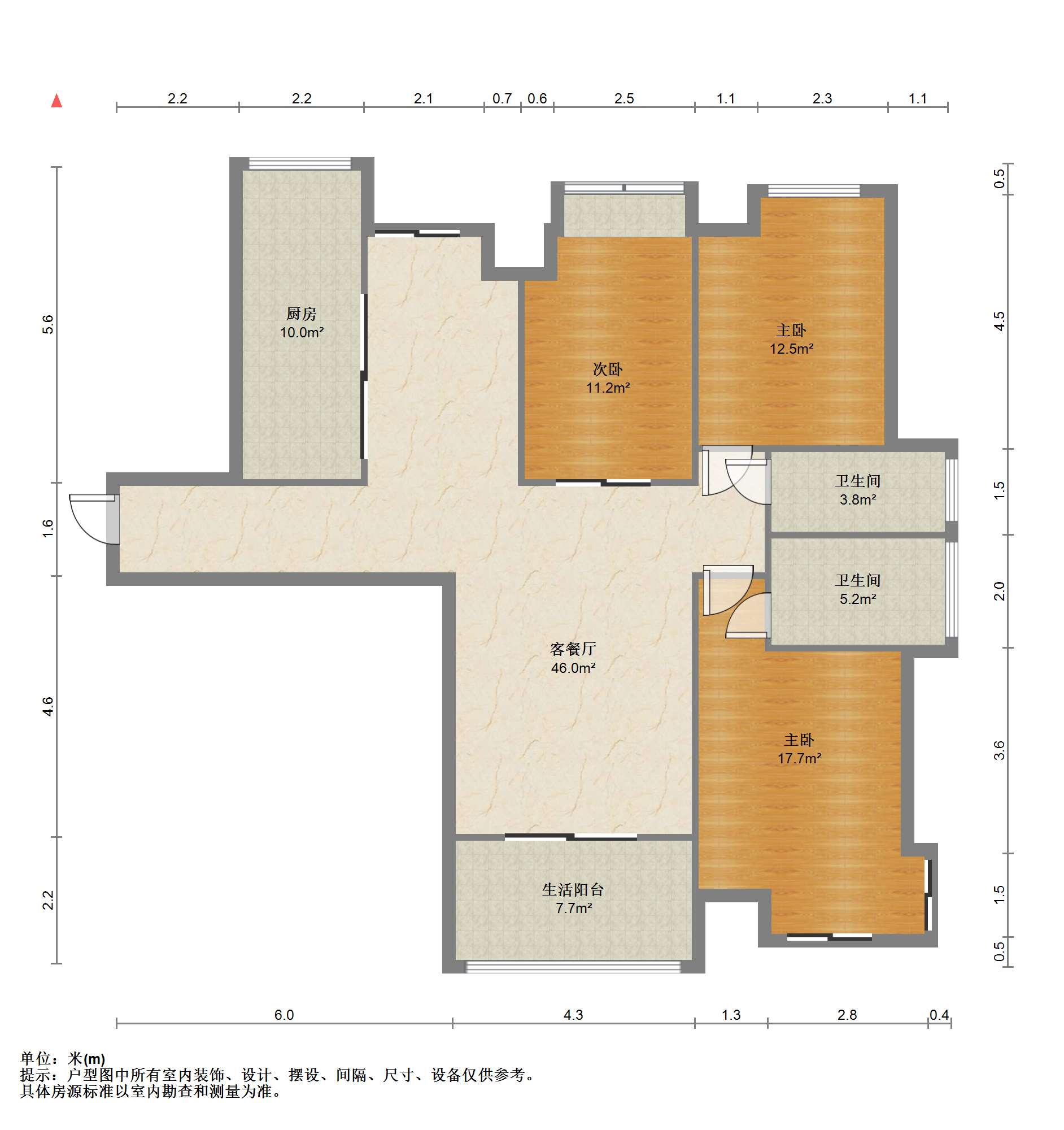 南山湖一号 3室2厅2卫 131.65m&sup2;
