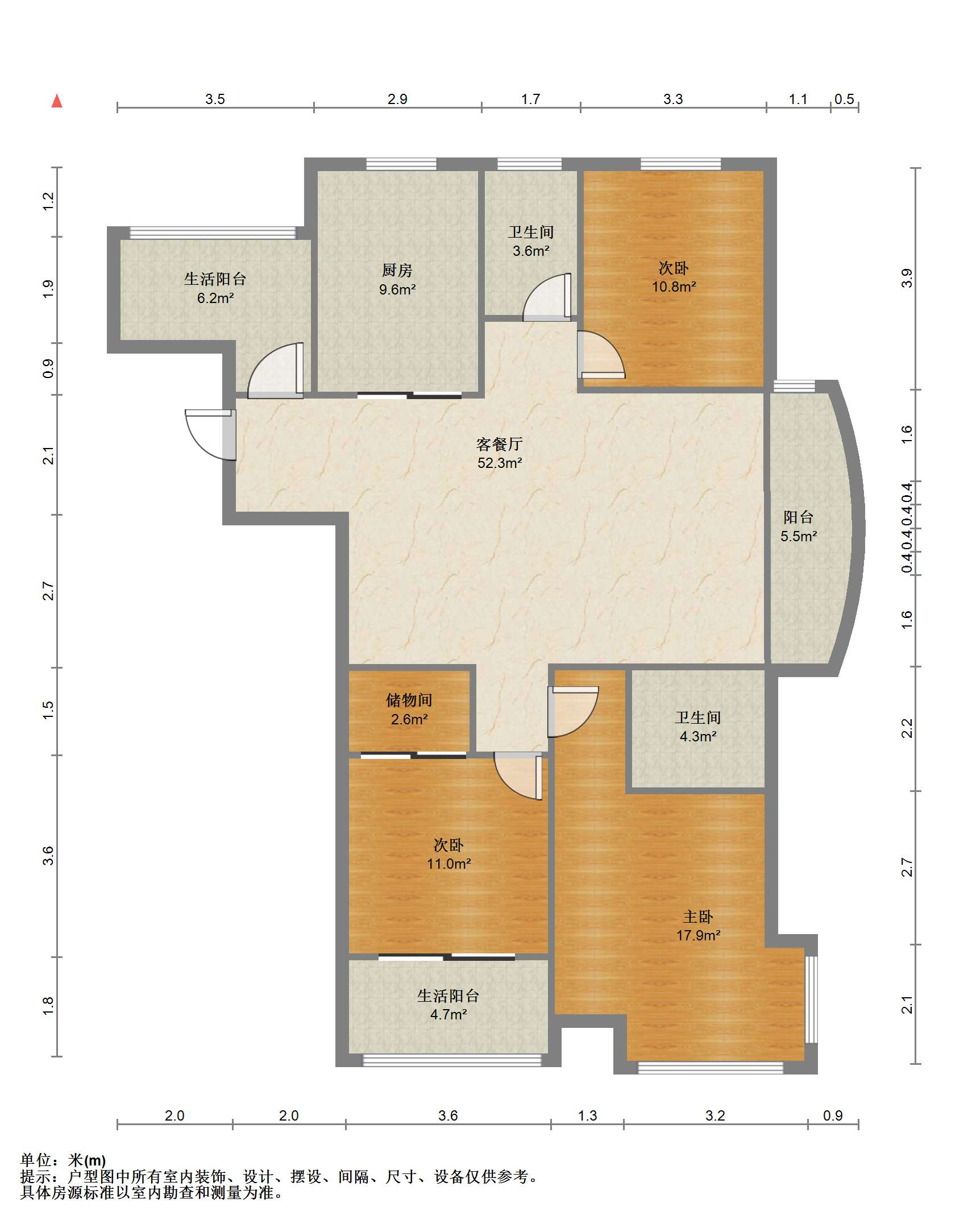 江景国际家园北区 3室2厅2卫 143m&sup2;