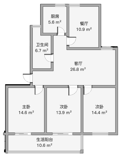 教育新村 3室1厅1卫 120m&sup2;