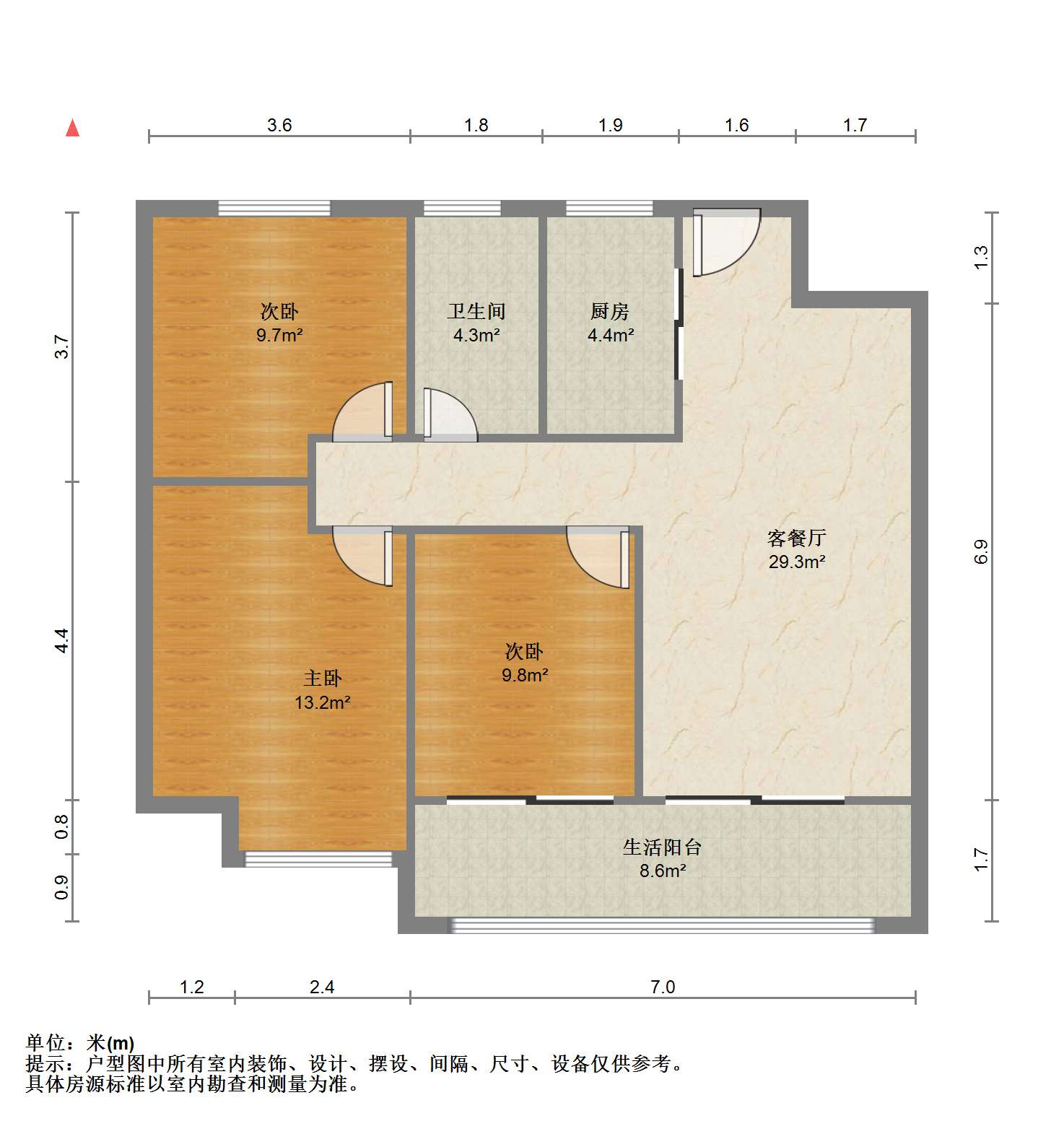 湖悦云境 3室2厅1卫 102m&sup2;