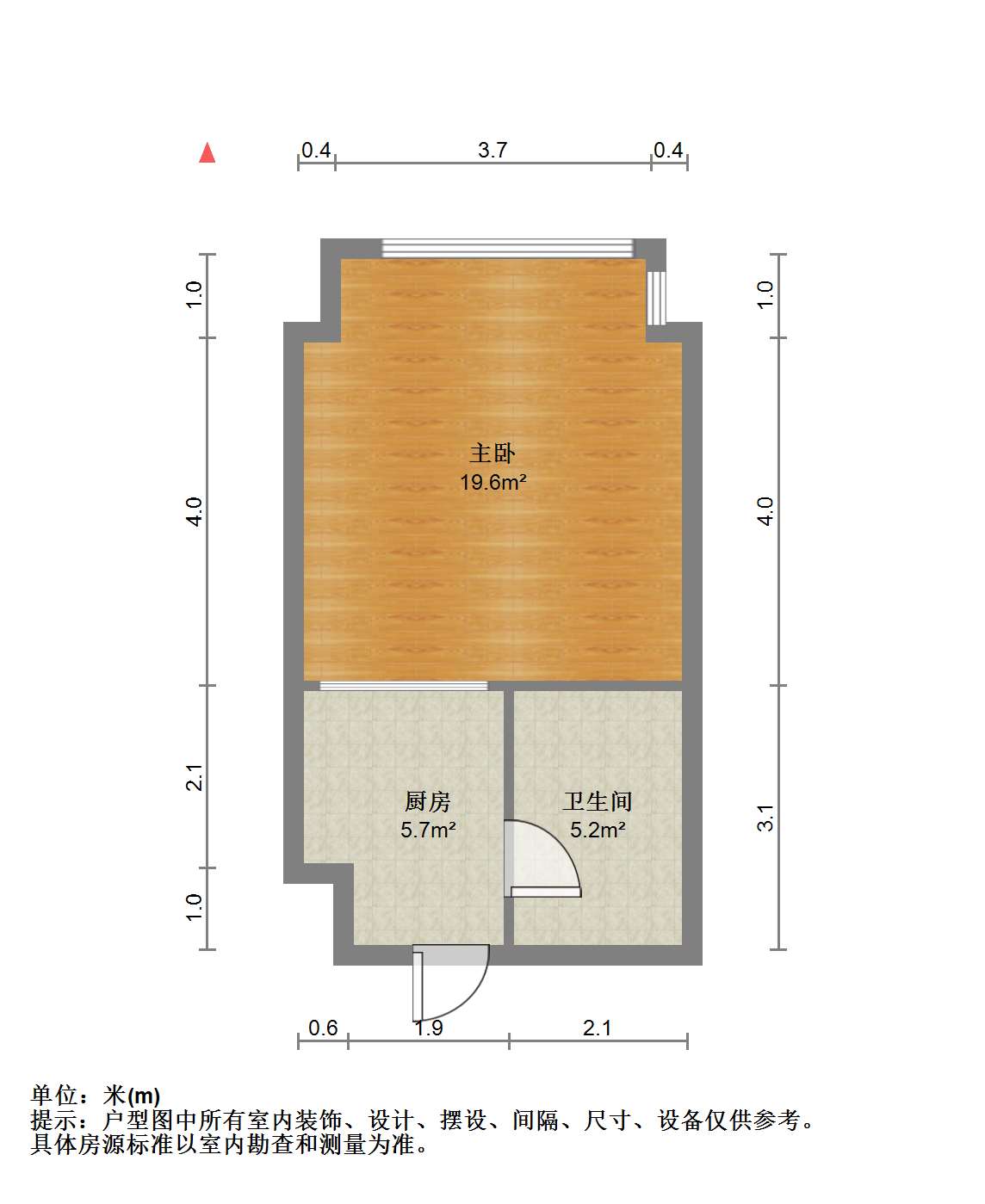 南通万达广场 1室1厅1卫 37m&sup2;