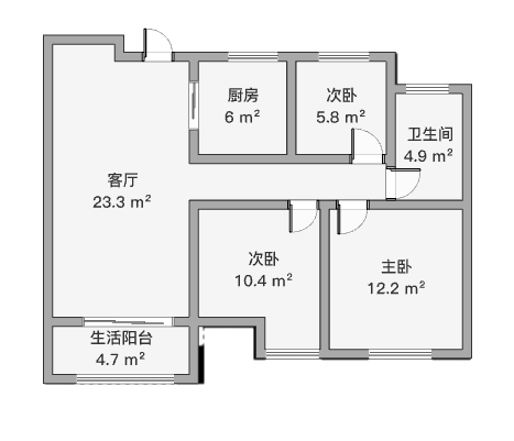 景瑞御府 3室1厅1卫 93m&sup2;