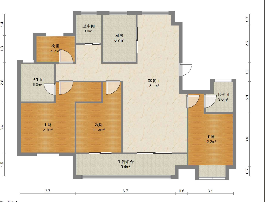 崇川星光域 4室2厅2卫 142m&sup2;