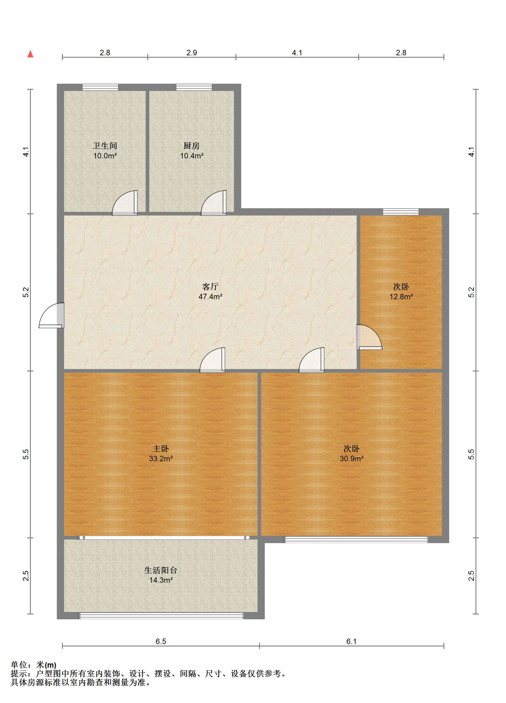 学田东苑 3室1厅1卫 89.00m&sup2;