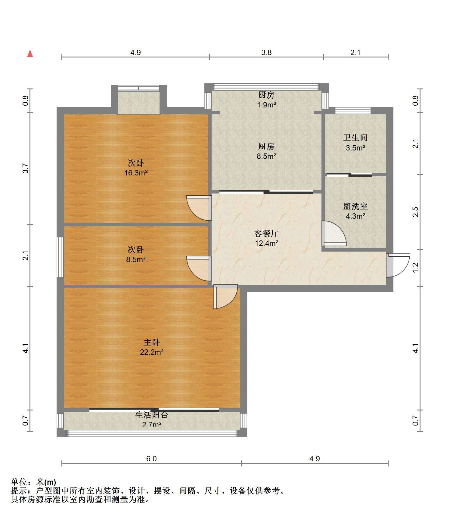 民生滨江丽景花园 3室1厅1卫 91m&sup2;
