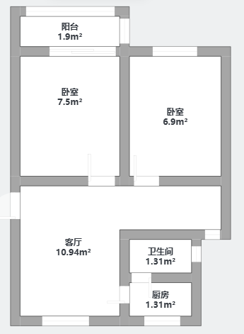 文峰花苑 2室1厅1卫 92m&sup2;
