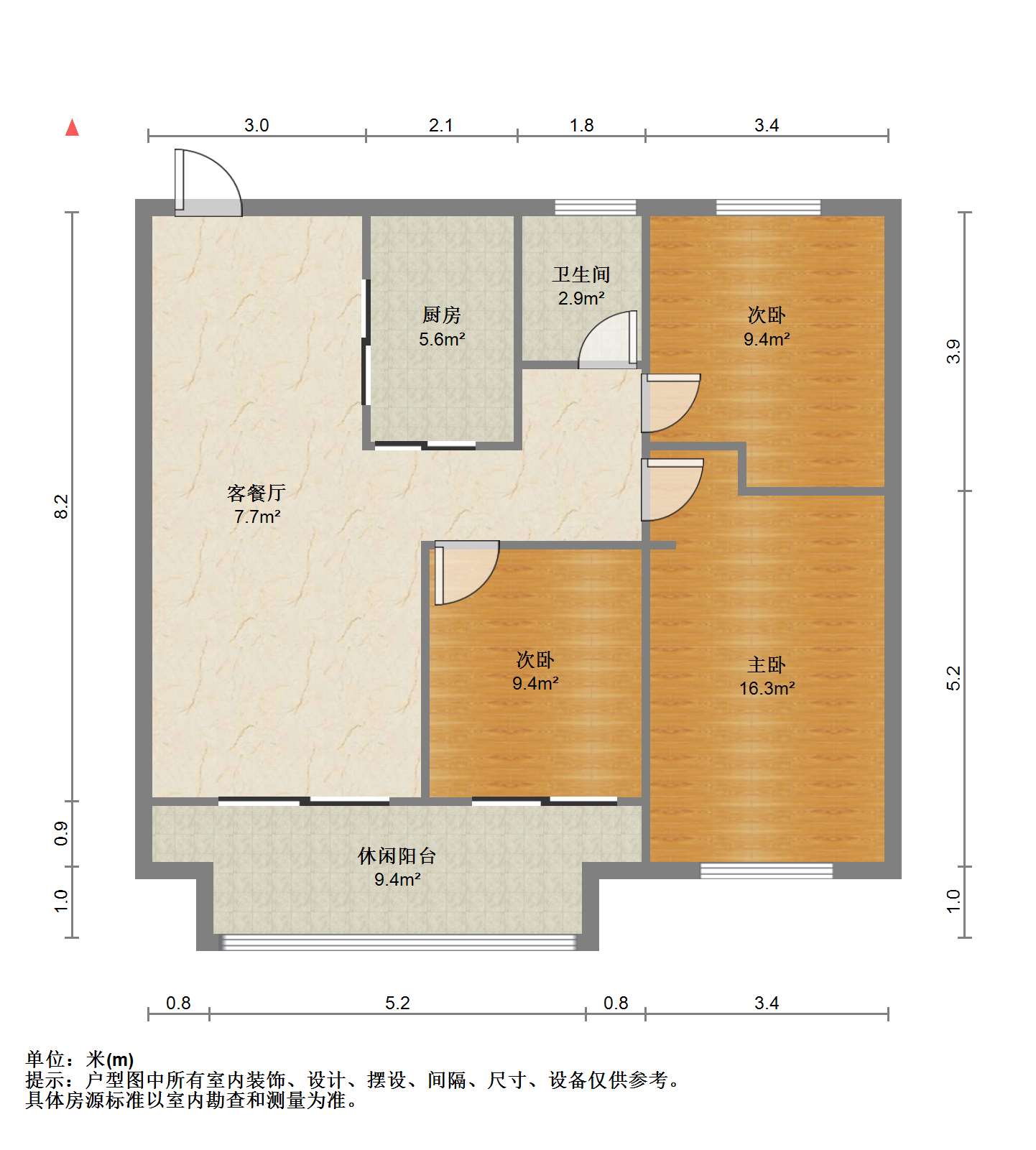 华禧铭苑 3室1厅1卫 102m&sup2;