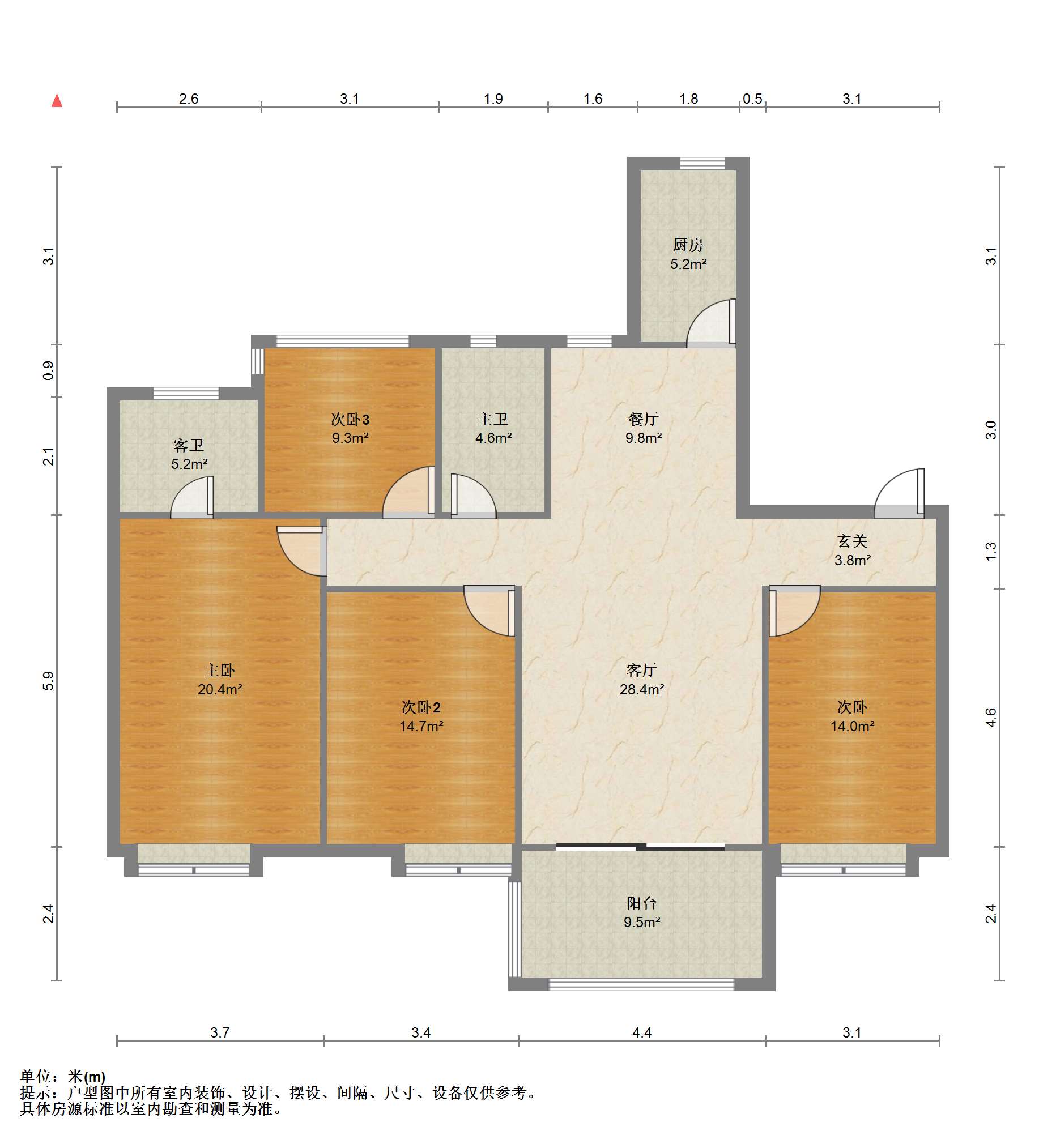 万科城市之光 4室2厅2卫 142m&sup2;